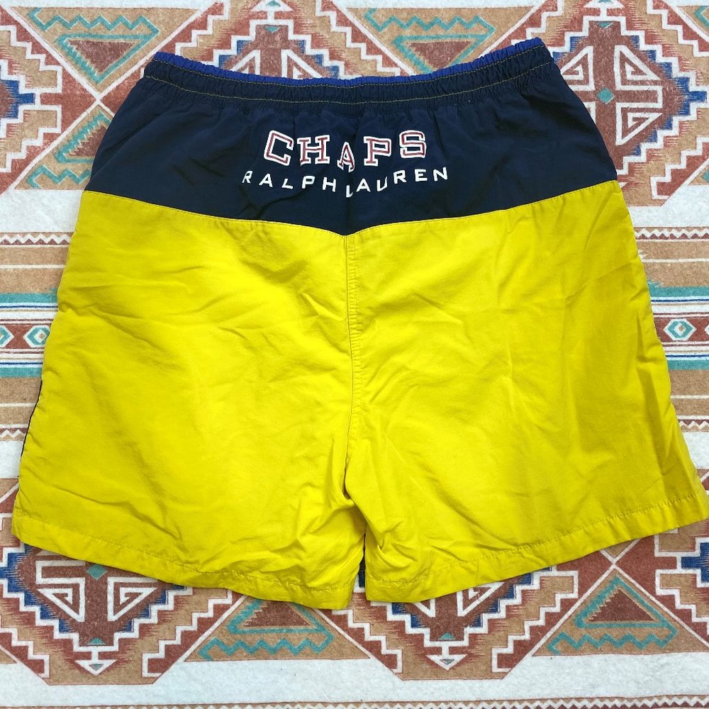 Chaps Ralph Lauren Retro Yellow Nylon Swim Trunks